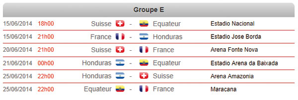 calendrier coupe du monde 2014 france